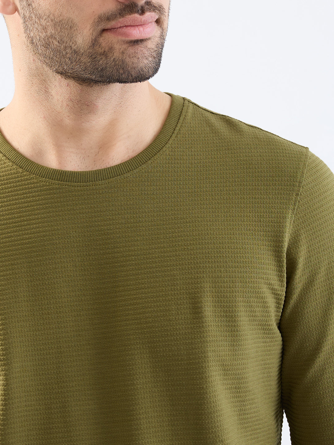 Spykar Avocado Green Slim Fit Casual T-Shirt For Men