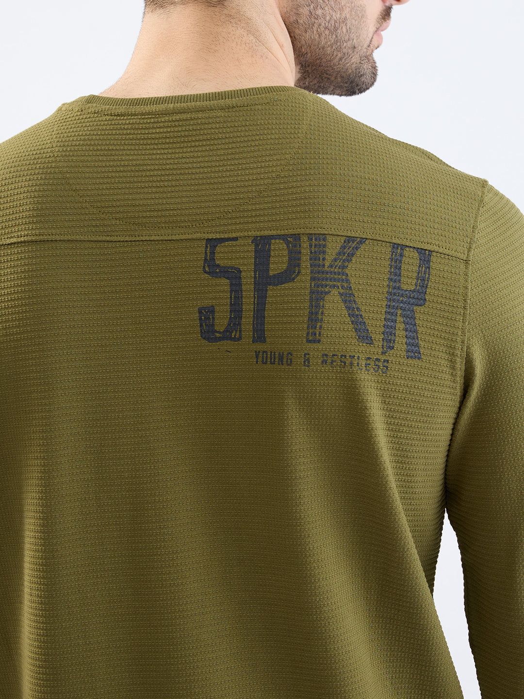 Spykar Avocado Green Slim Fit Casual T-Shirt For Men