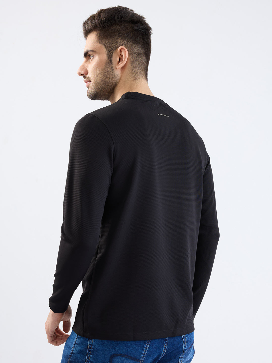 Spykar Black Slim Fit Casual T-Shirt For Men