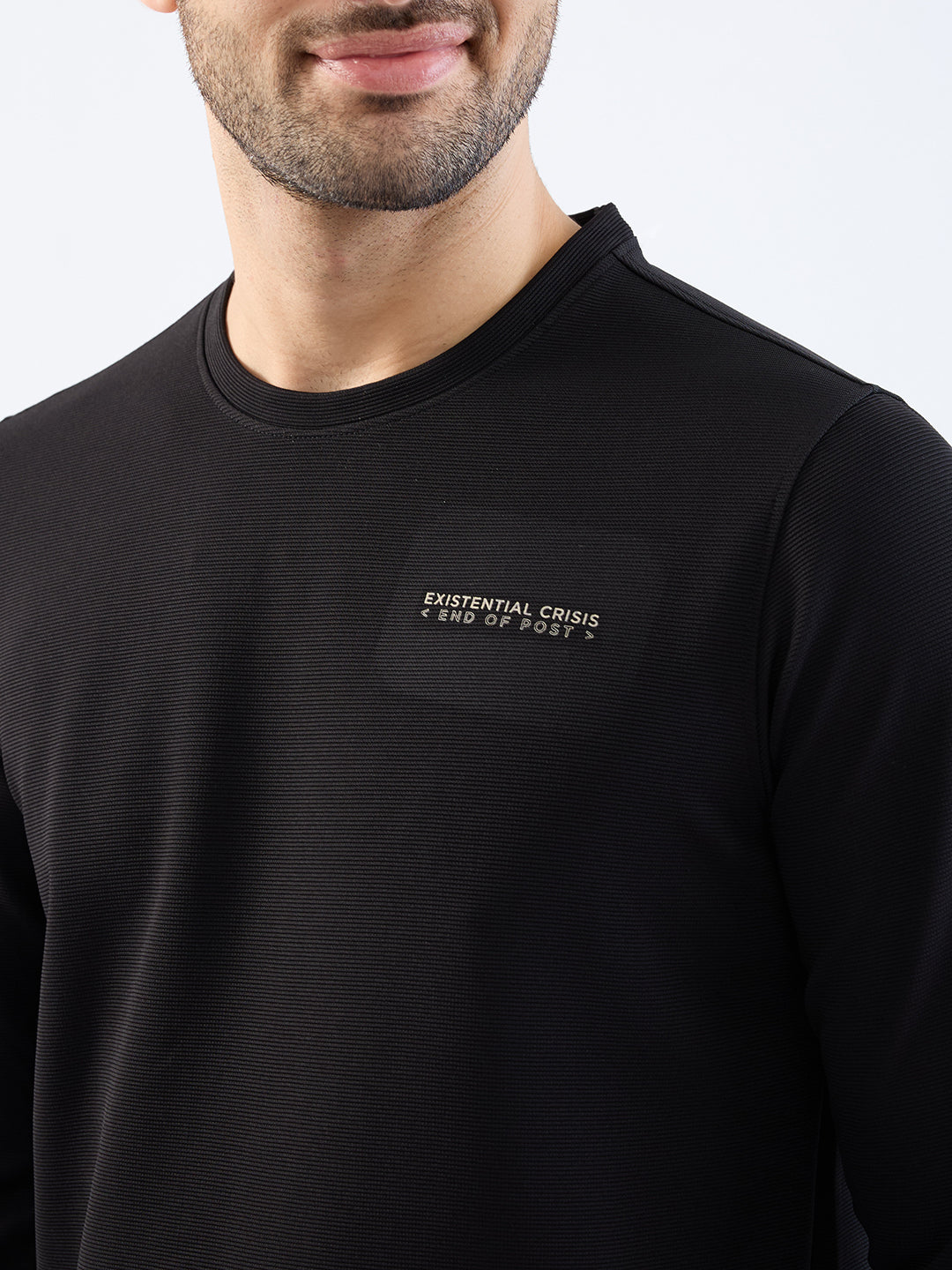 Spykar Black Slim Fit Casual T-Shirt For Men