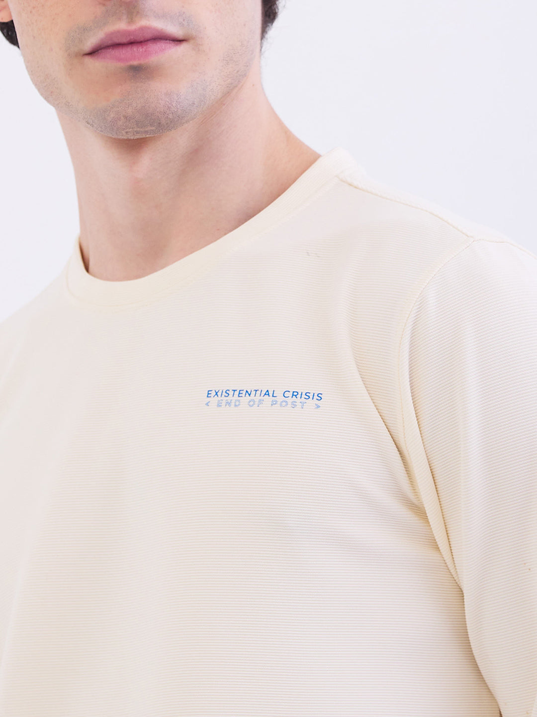 Spykar Off White Slim Fit Casual T-Shirt For Men