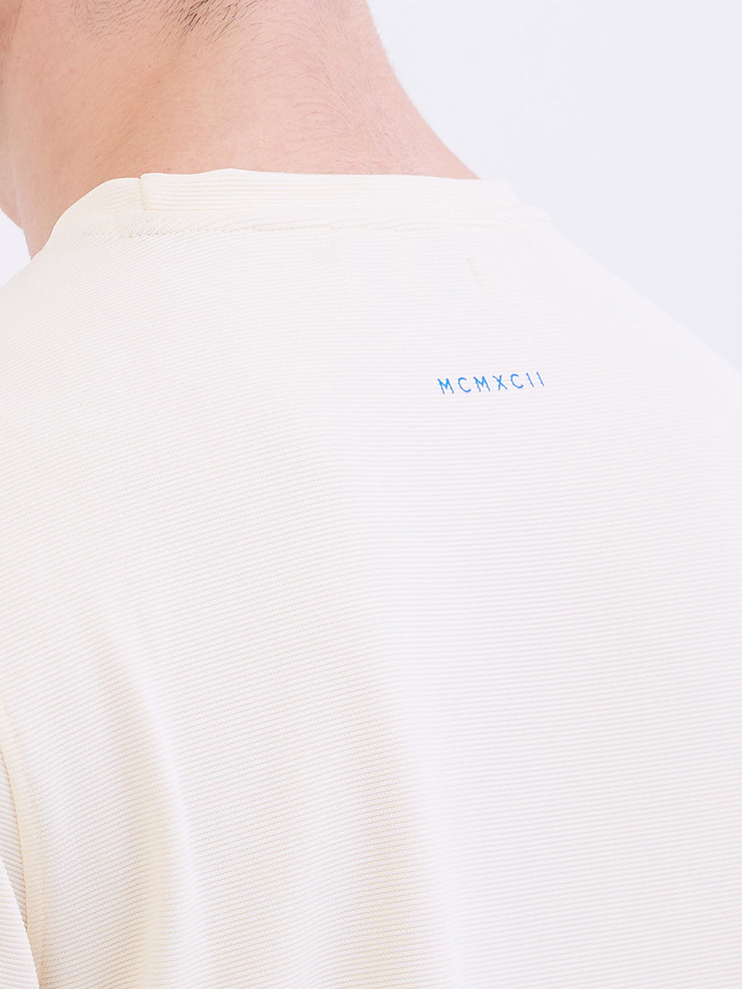 Spykar Off White Slim Fit Casual T-Shirt For Men