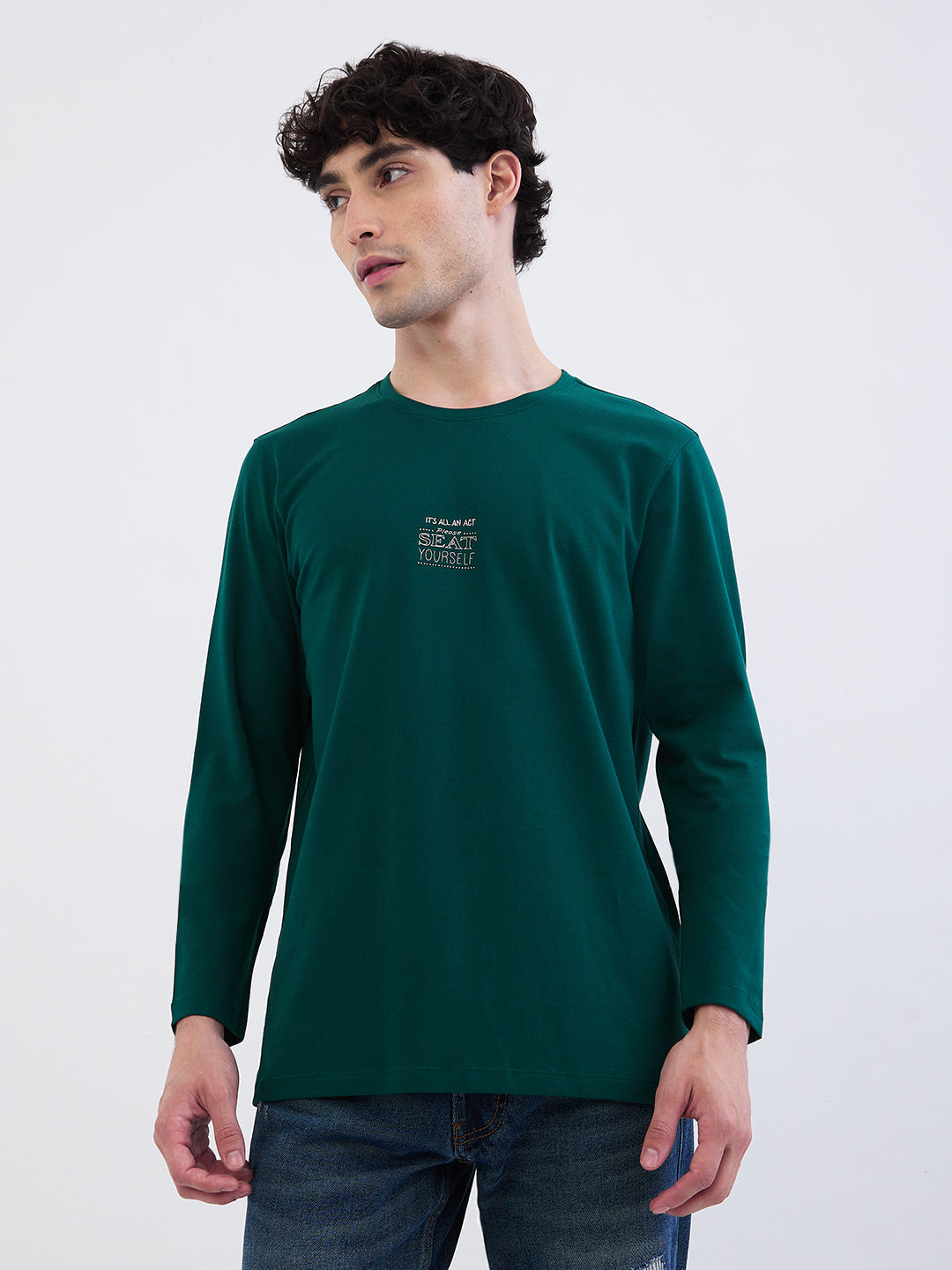 Men T-Shirt Green Slim Fit