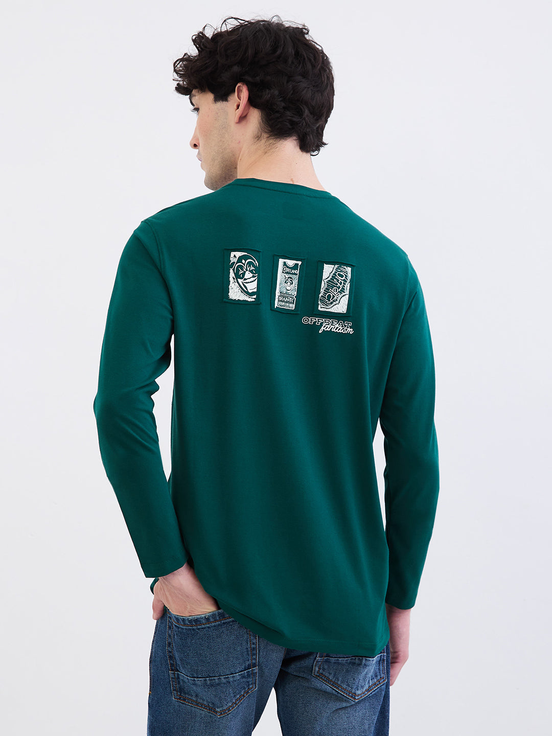 Spykar Botanical Green Slim Fit Casual T-Shirt For Men