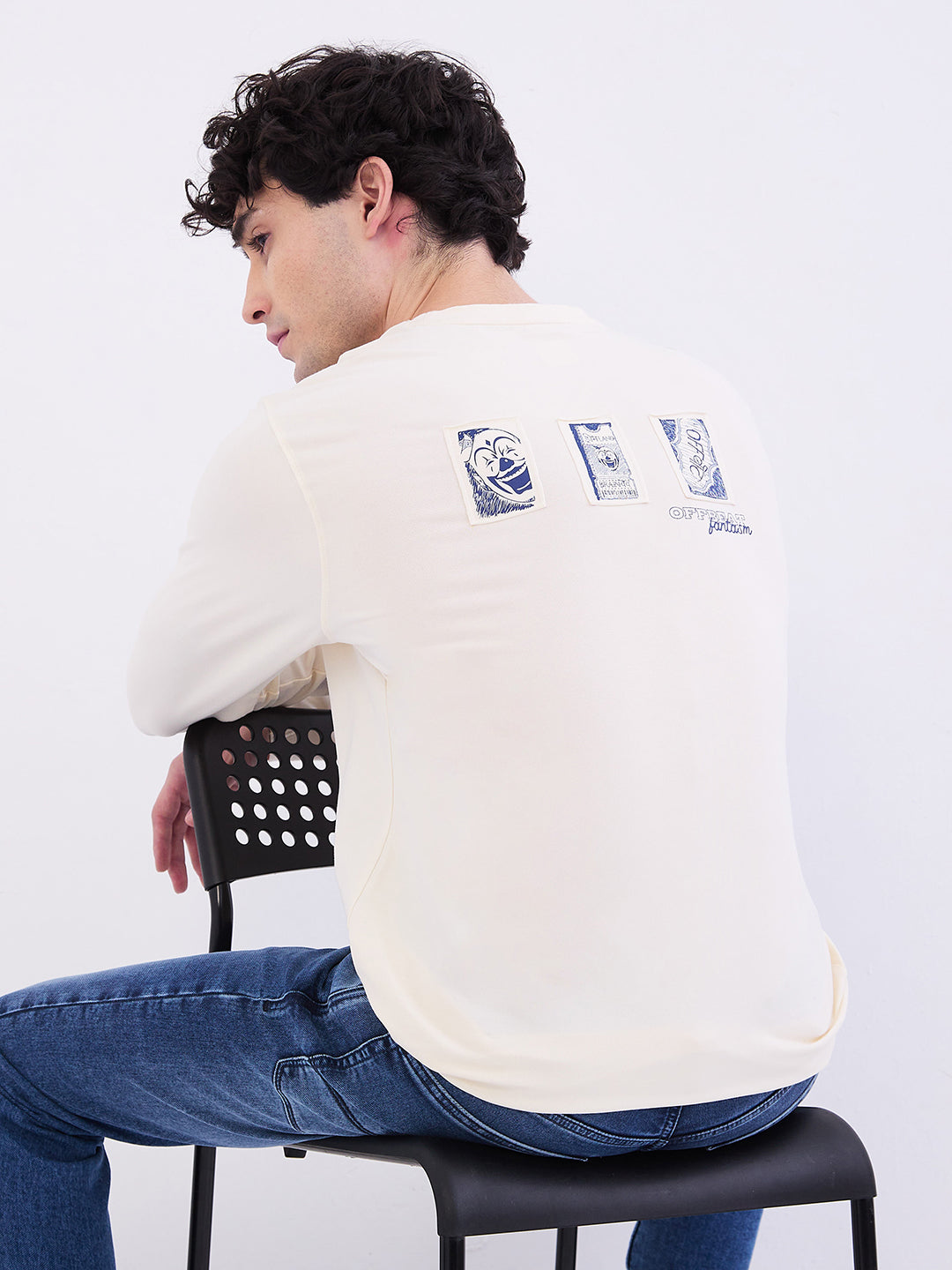 Spykar Off White Slim Fit Casual T-Shirt For Men
