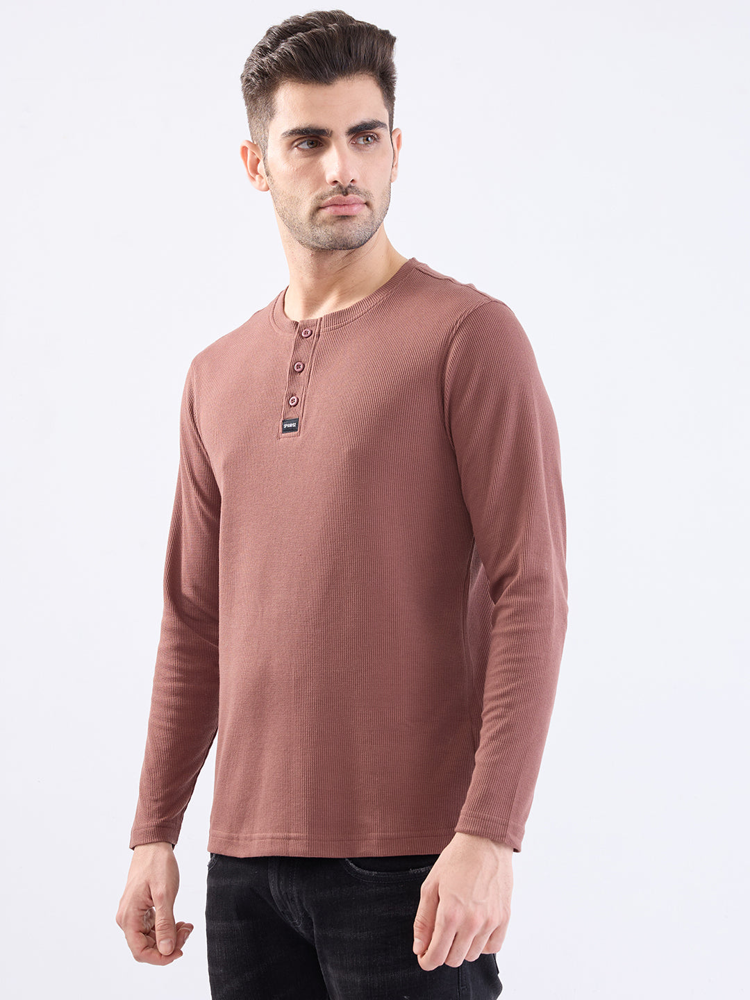 Spykar Bison Brown Slim Fit Casual T-Shirt For Men