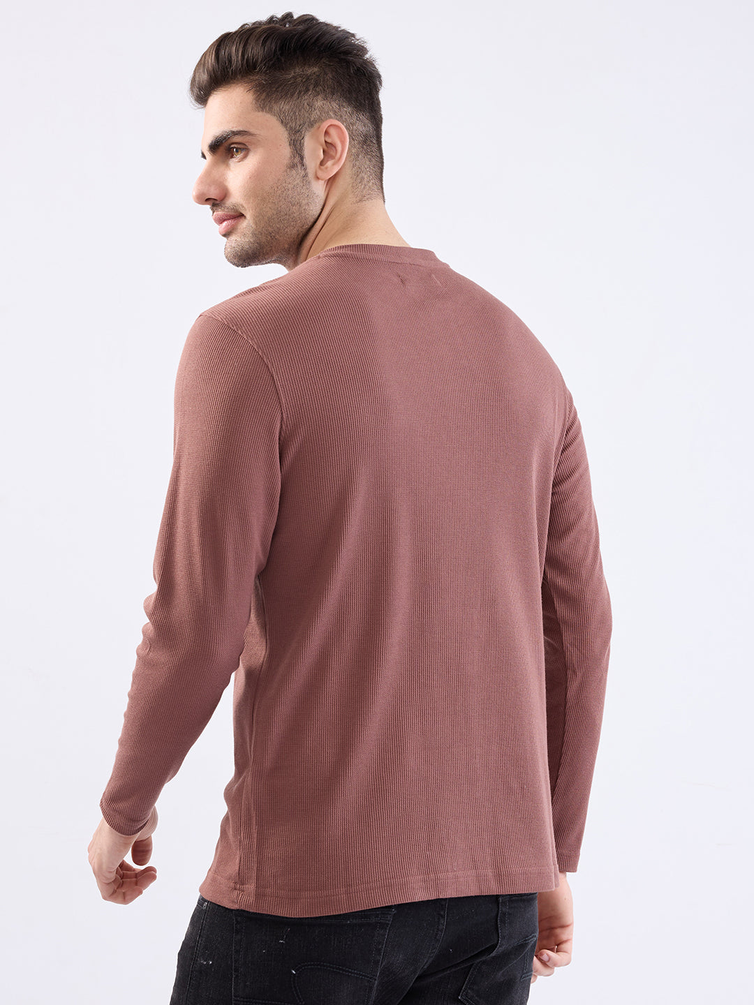 Spykar Bison Brown Slim Fit Casual T-Shirt For Men