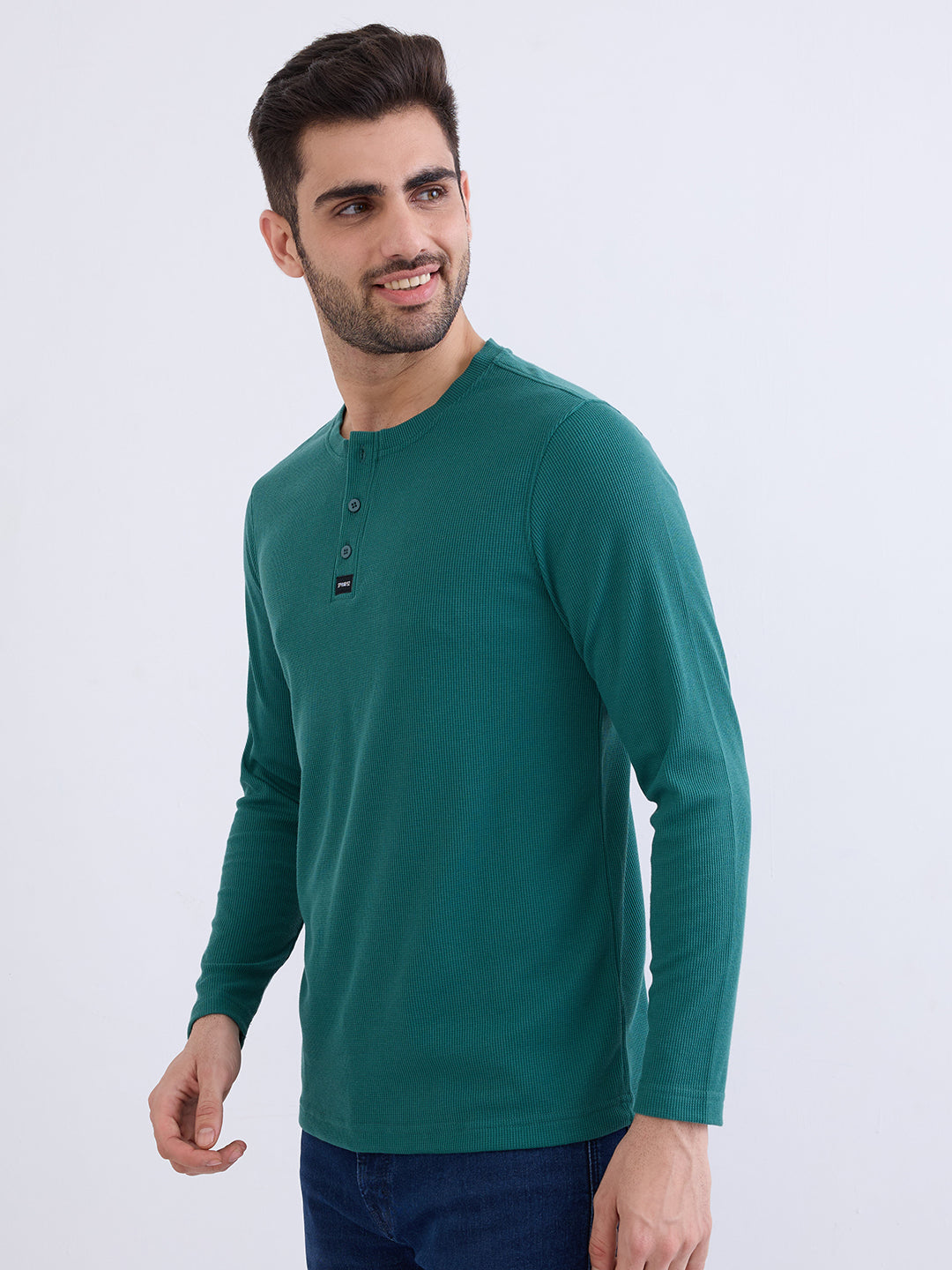 Spykar Teal Green Slim Fit Casual T-Shirt For Men