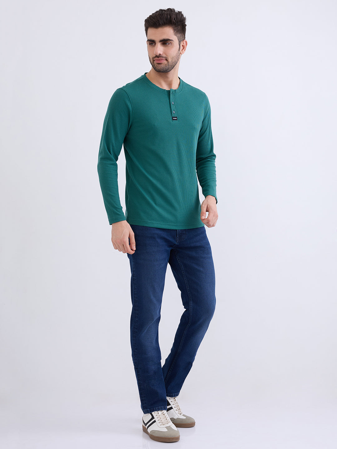 Spykar Teal Green Slim Fit Casual T-Shirt For Men