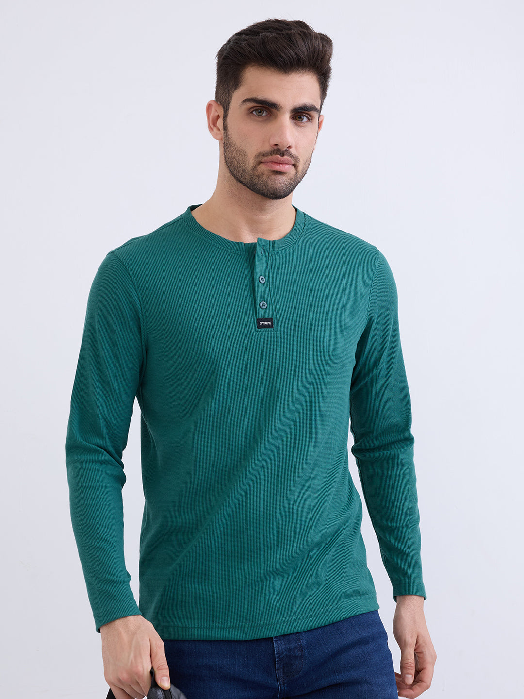 Spykar Teal Green Slim Fit Casual T-Shirt For Men