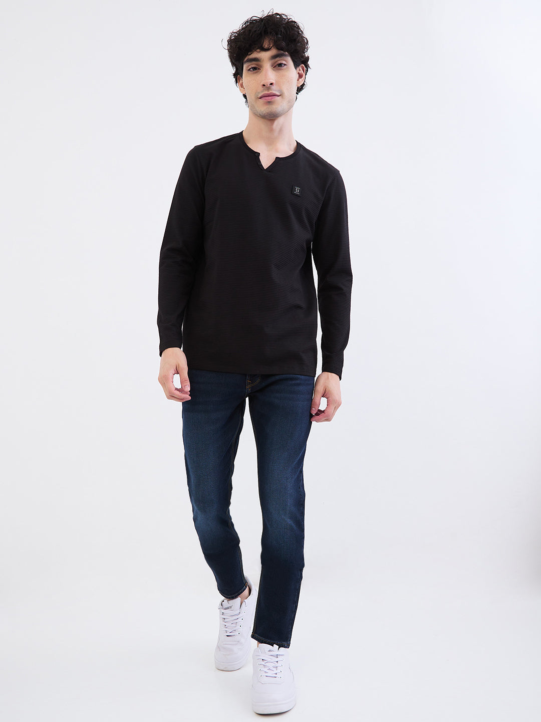 Men T-Shirt Black Slim Fit