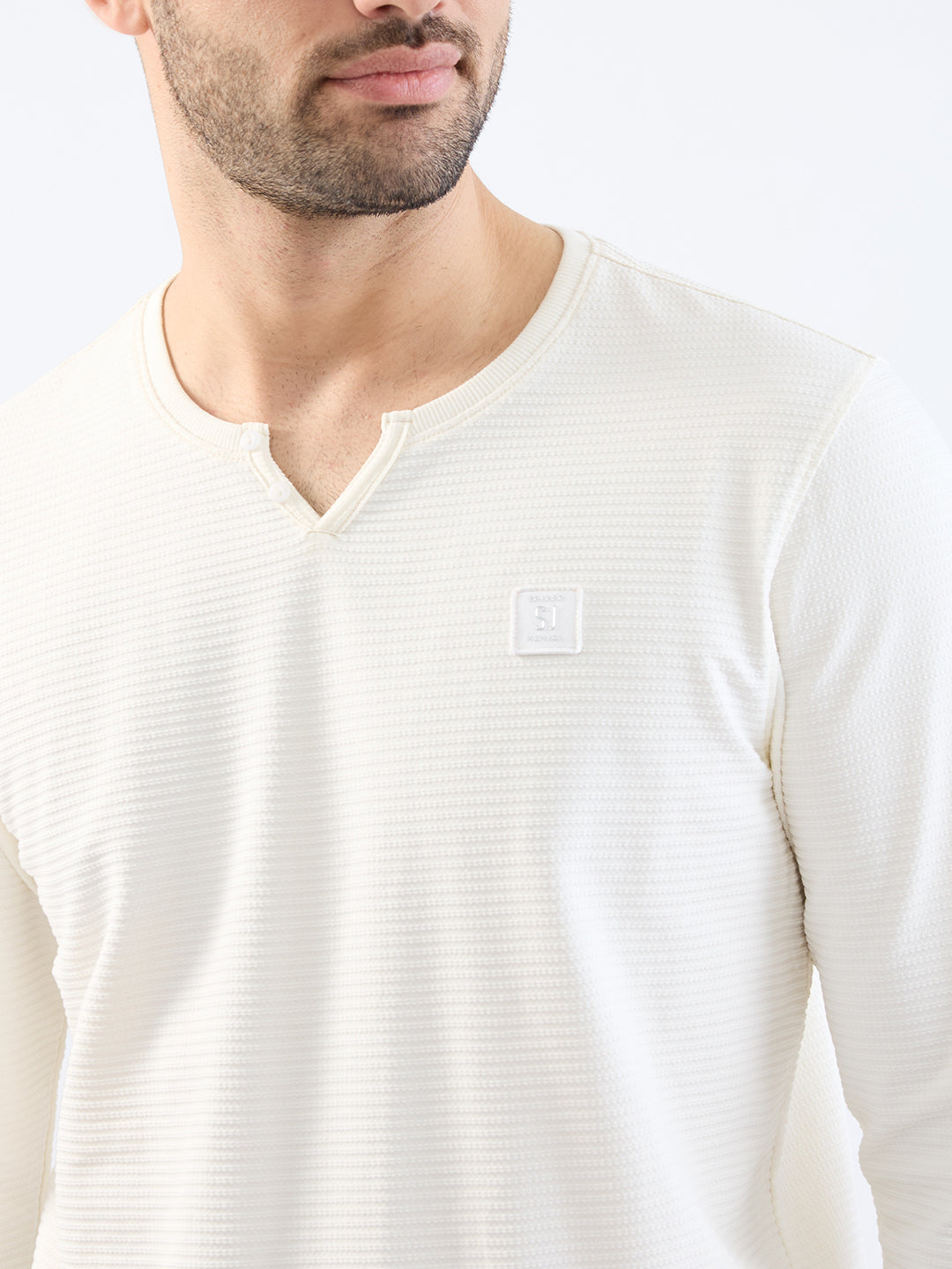 Spykar White Slim Fit Casual T-Shirt For Men