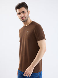 Men T-Shirt Brown Slim Fit