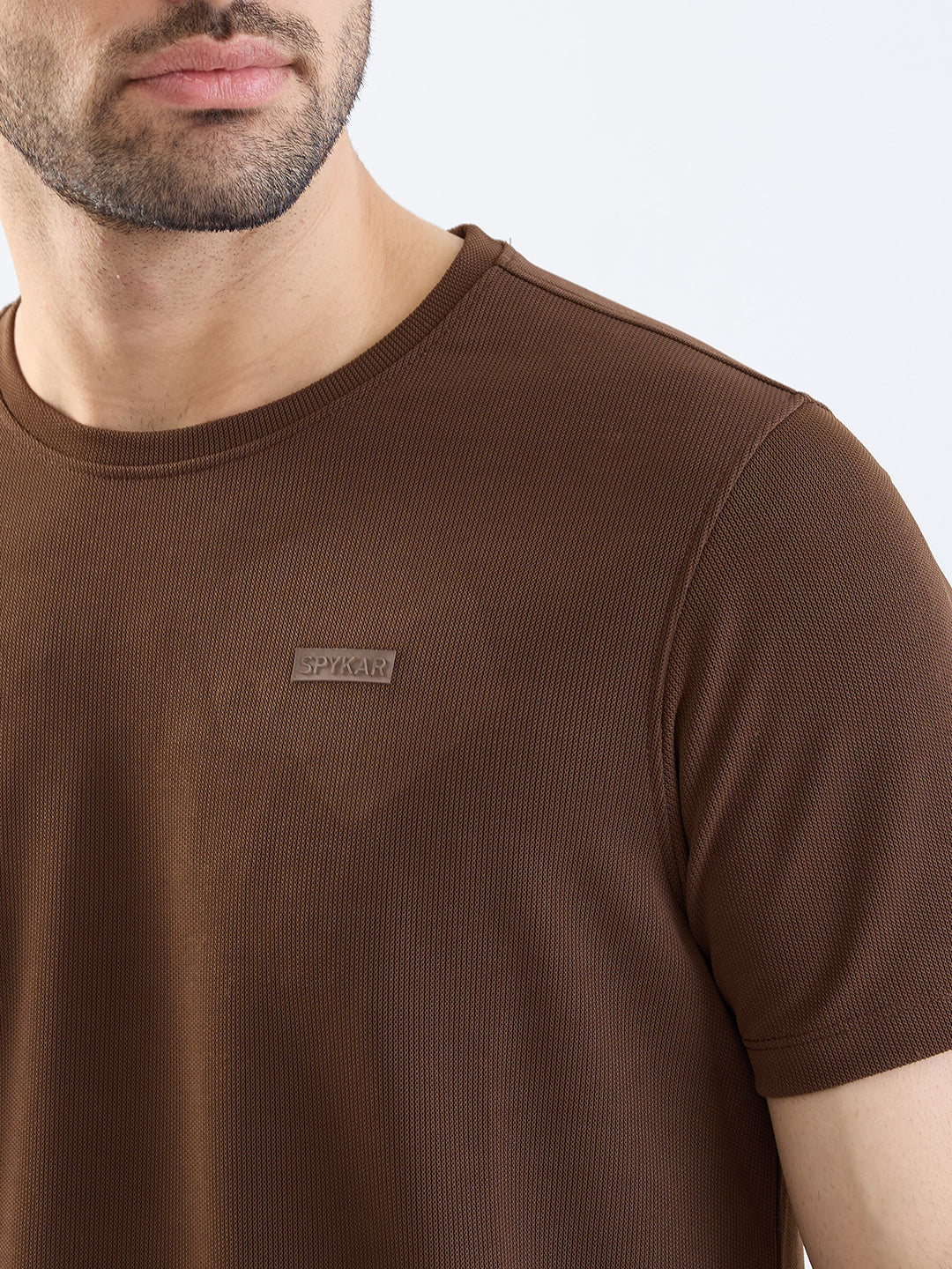 Spykar Bison Brown Slim Fit Casual T-Shirt For Men