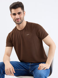 Men T-Shirt Brown Slim Fit