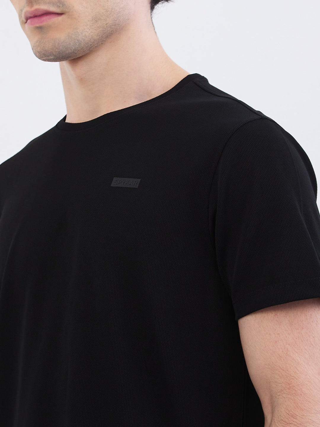 Spykar Black Slim Fit Casual T-Shirt For Men