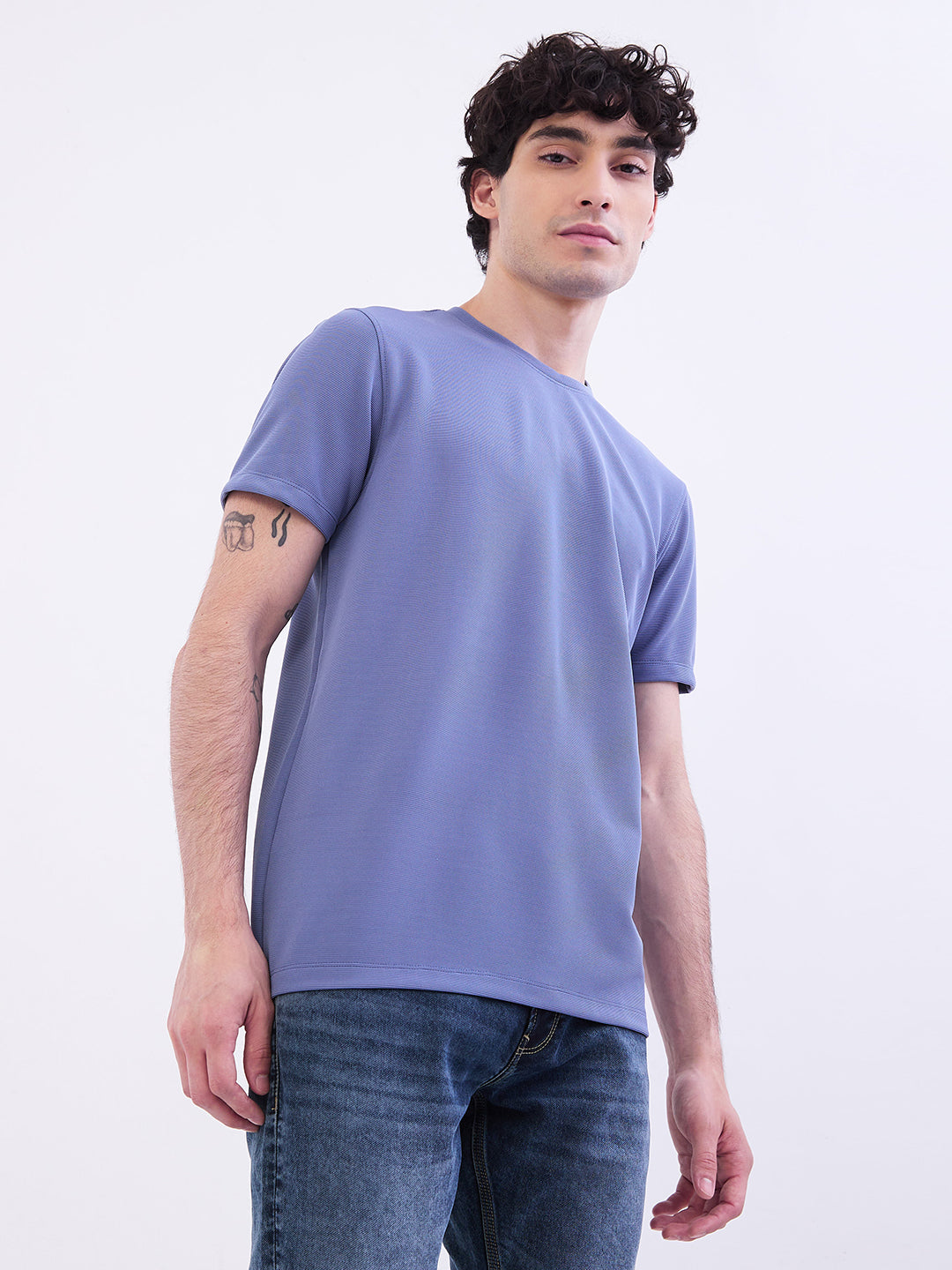 Men T-Shirt Force Blue Slim Fit