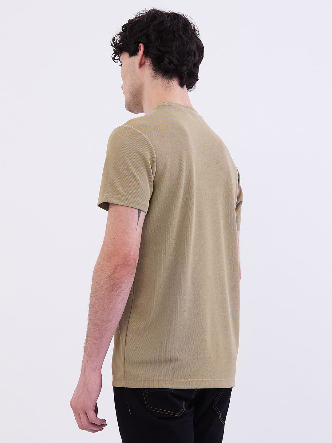 Spykar Lint Green Slim Fit Casual T-Shirt For Men