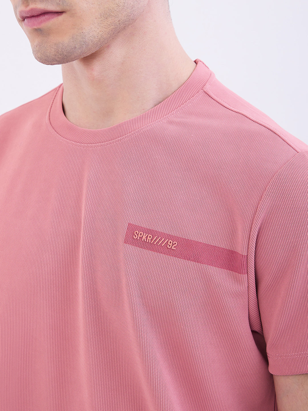 Spykar Tropical Pink Slim Fit Casual T-Shirt For Men