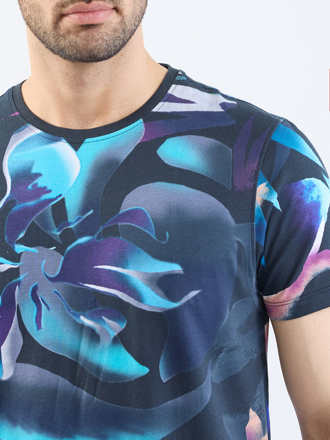 Spykar Black Slim Fit Casual T-Shirt For Men