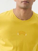 Men T-Shirt Yellow Slim Fit