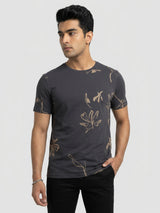 Men T-Shirt PRINT Black Regular Fit