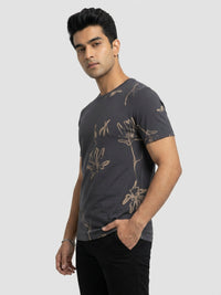 Men T-Shirt PRINT Black Regular Fit