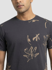 Men T-Shirt PRINT Black Regular Fit