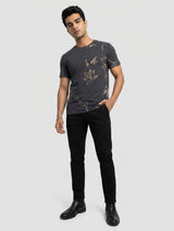 Men T-Shirt PRINT Black Regular Fit