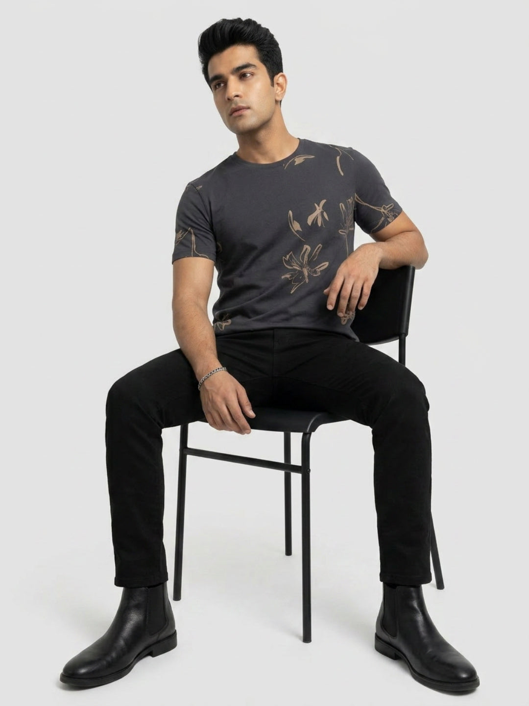 Men T-Shirt PRINT Black Regular Fit