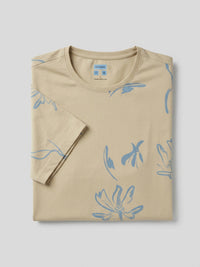 Men T-Shirt PRINT Beige Regular Fit