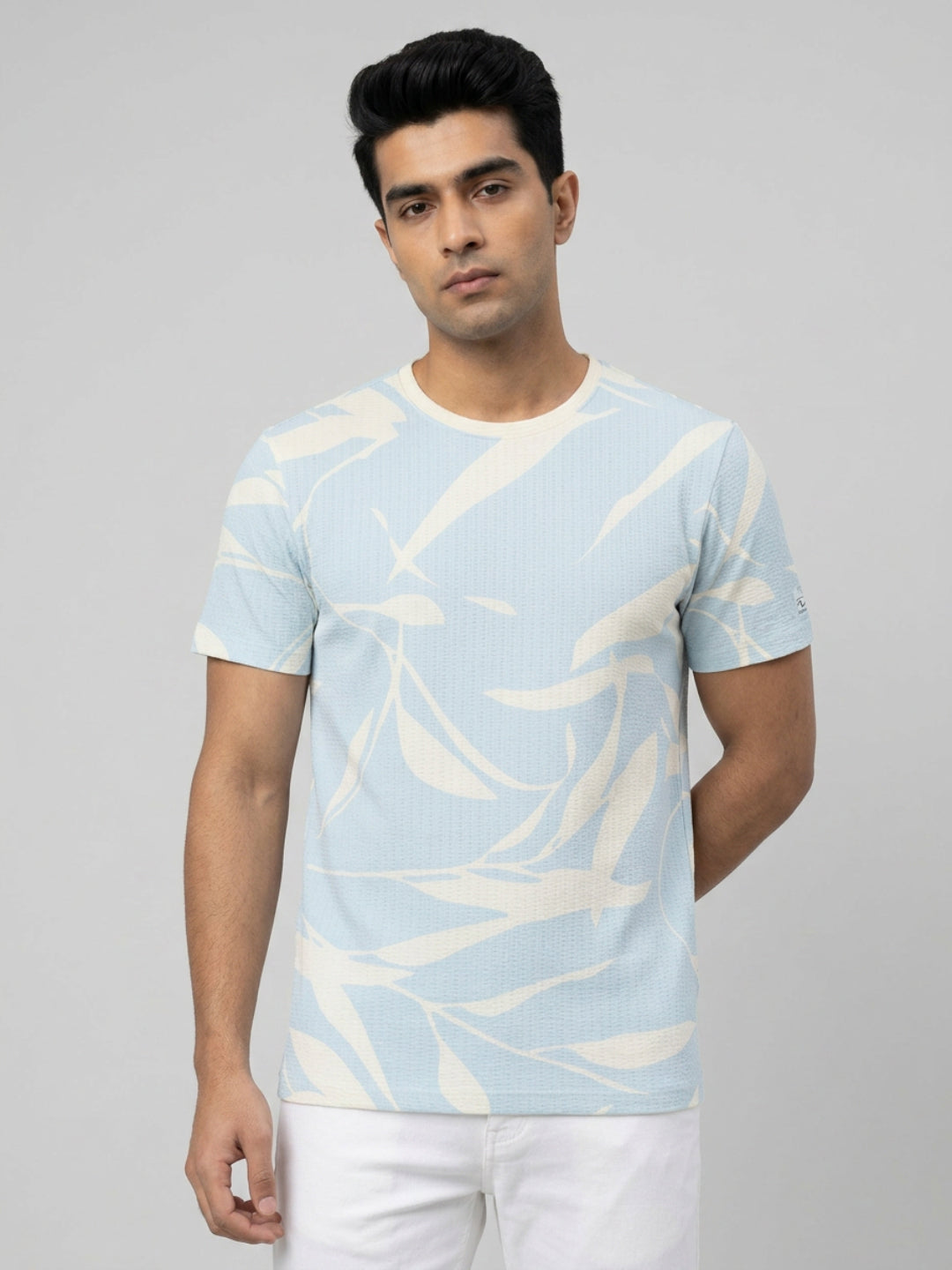 Men T-Shirt PRINT Blue Regular Fit