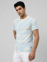 Men T-Shirt PRINT Blue Regular Fit