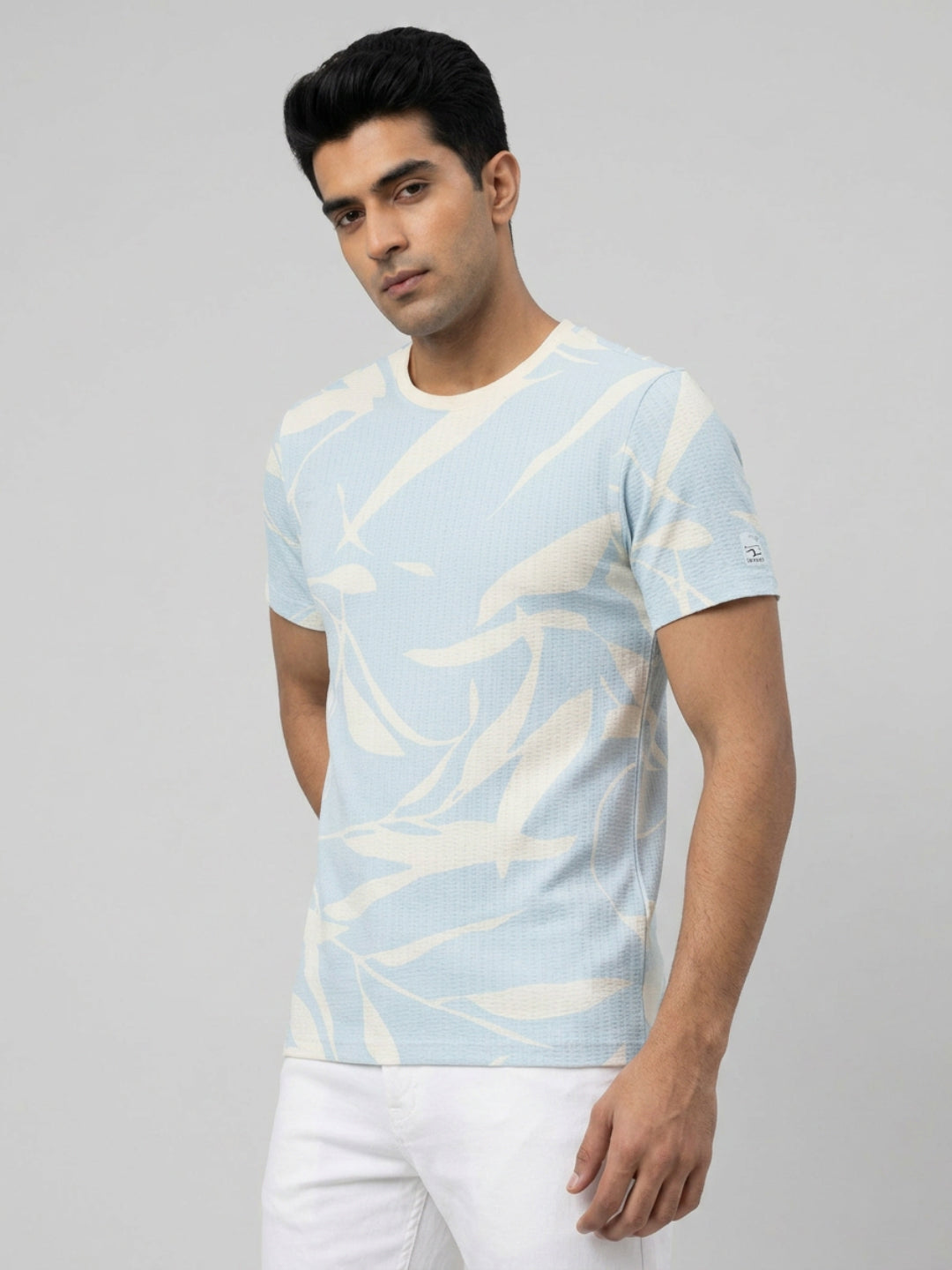 Men T-Shirt PRINT Blue Regular Fit