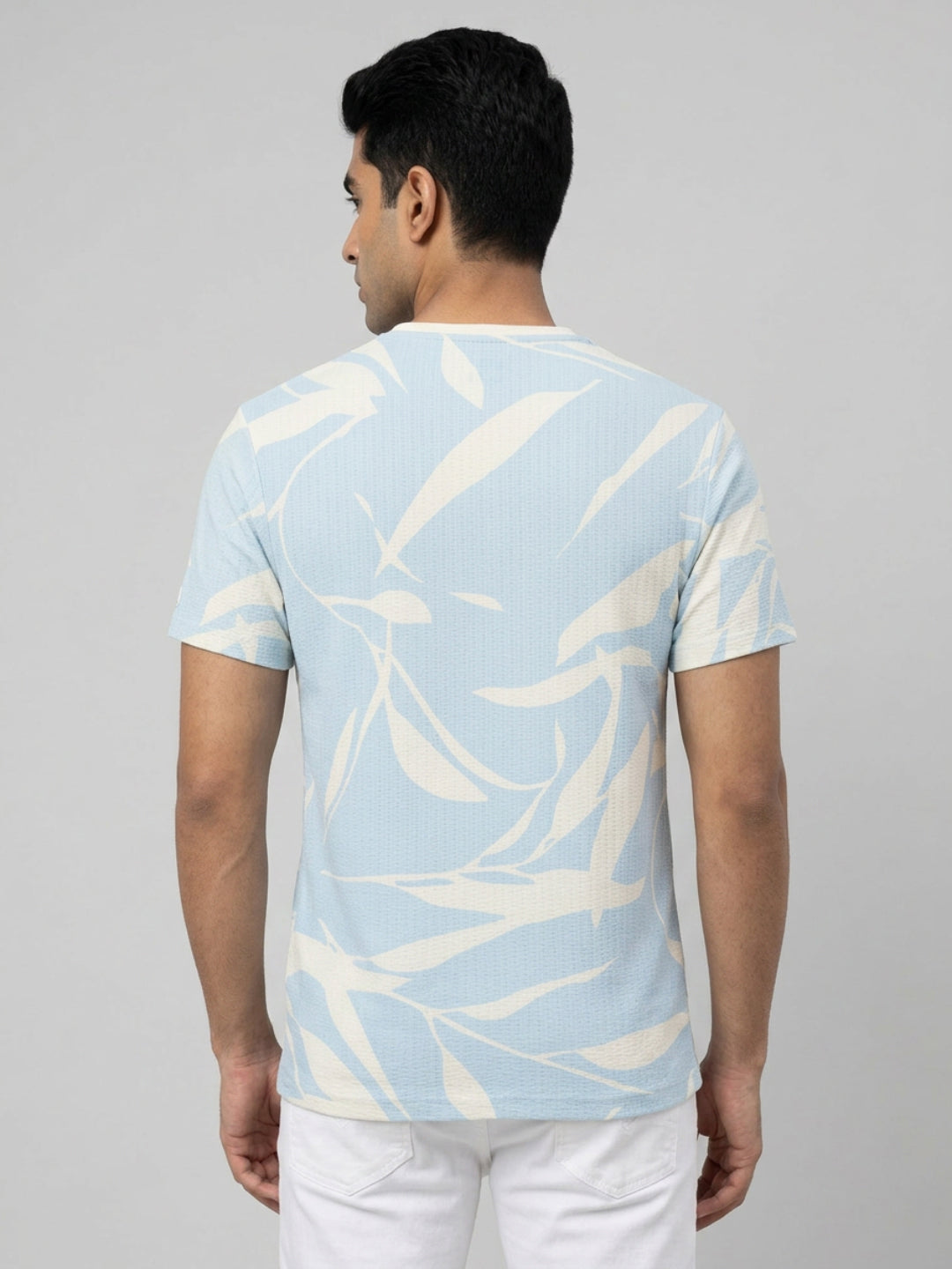 Men T-Shirt PRINT Blue Regular Fit