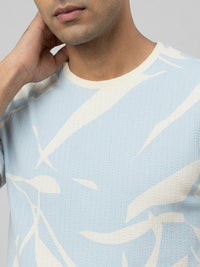 Men T-Shirt PRINT Blue Regular Fit