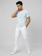 Men T-Shirt PRINT Blue Regular Fit