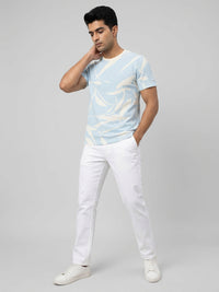 Men T-Shirt PRINT Blue Regular Fit