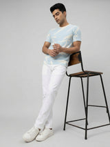 Men T-Shirt PRINT Blue Regular Fit