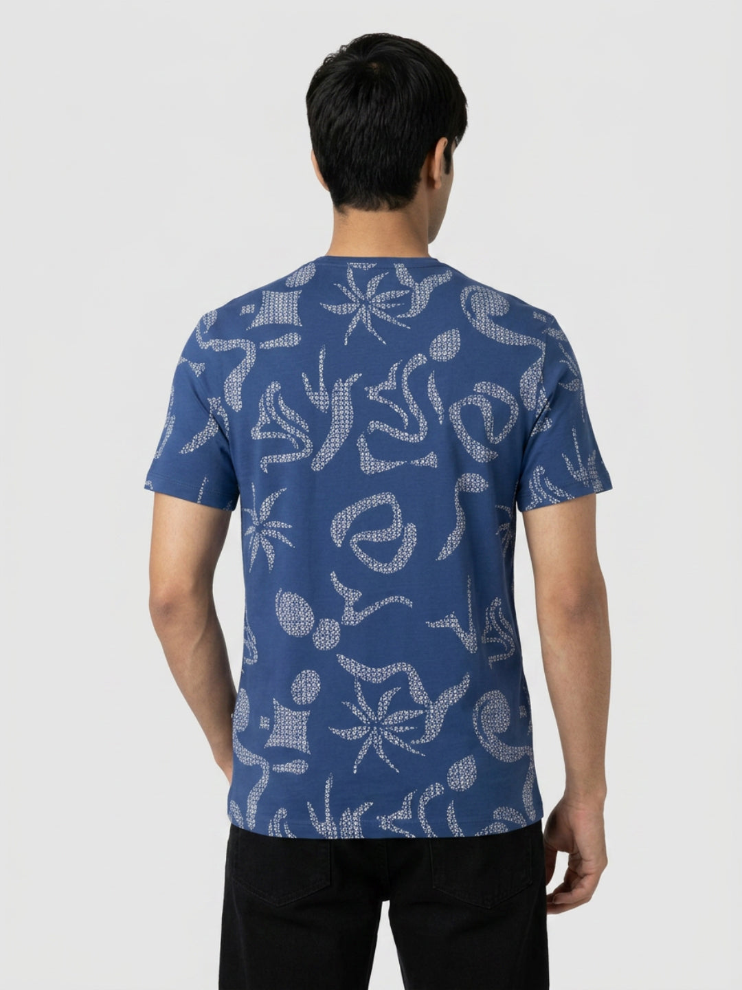 Men T-Shirt PRINT Blue Regular Fit