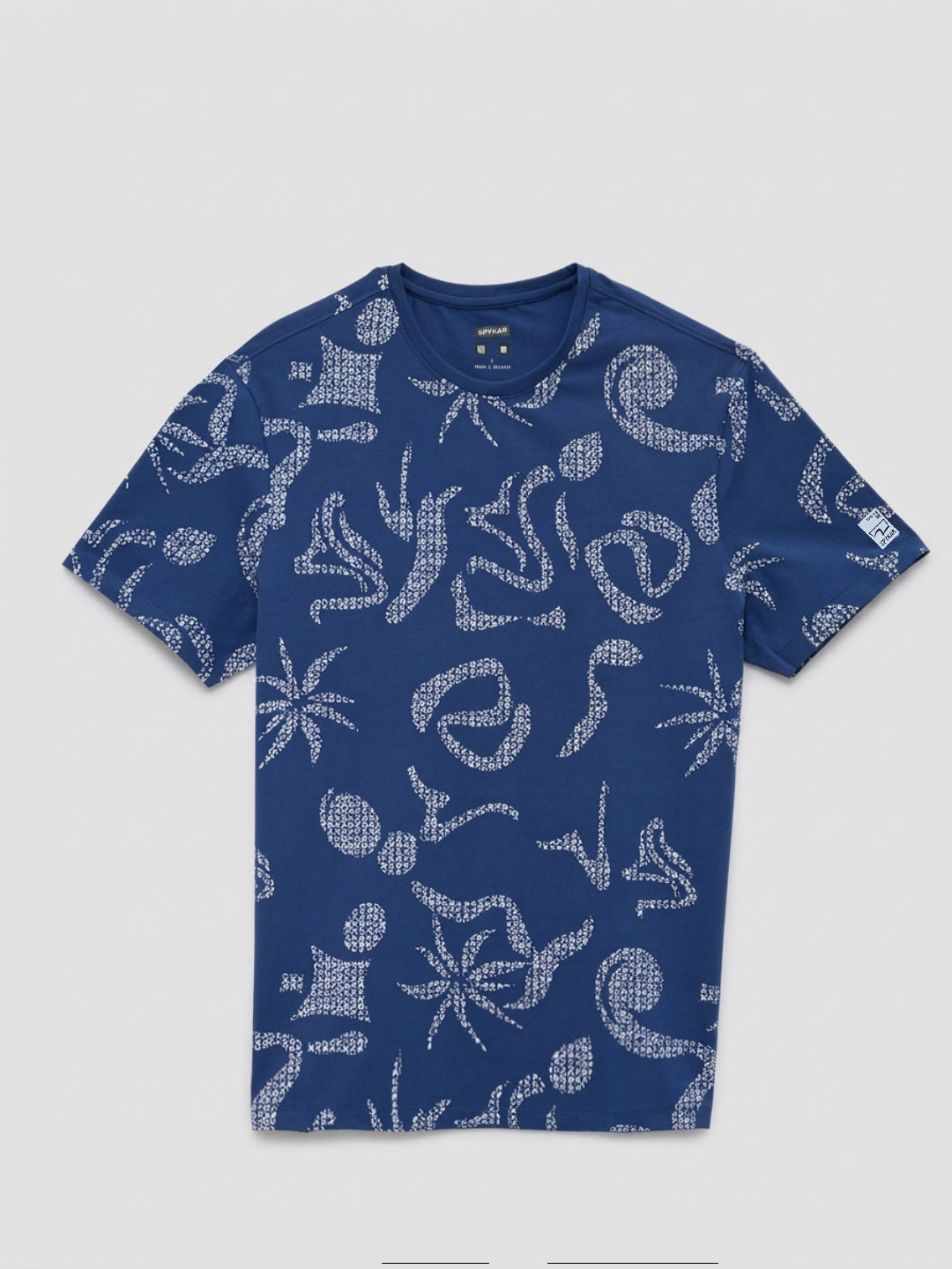 Men T-Shirt PRINT Blue Regular Fit