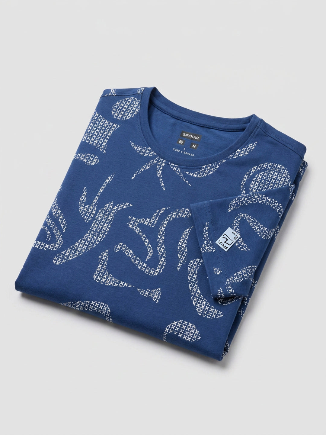 Men T-Shirt PRINT Blue Regular Fit