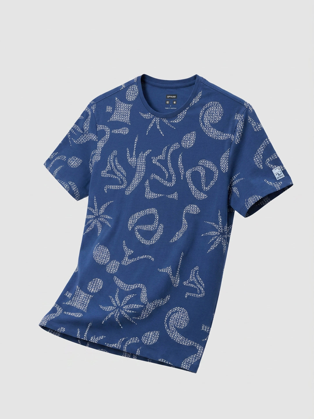 Men T-Shirt PRINT Blue Regular Fit