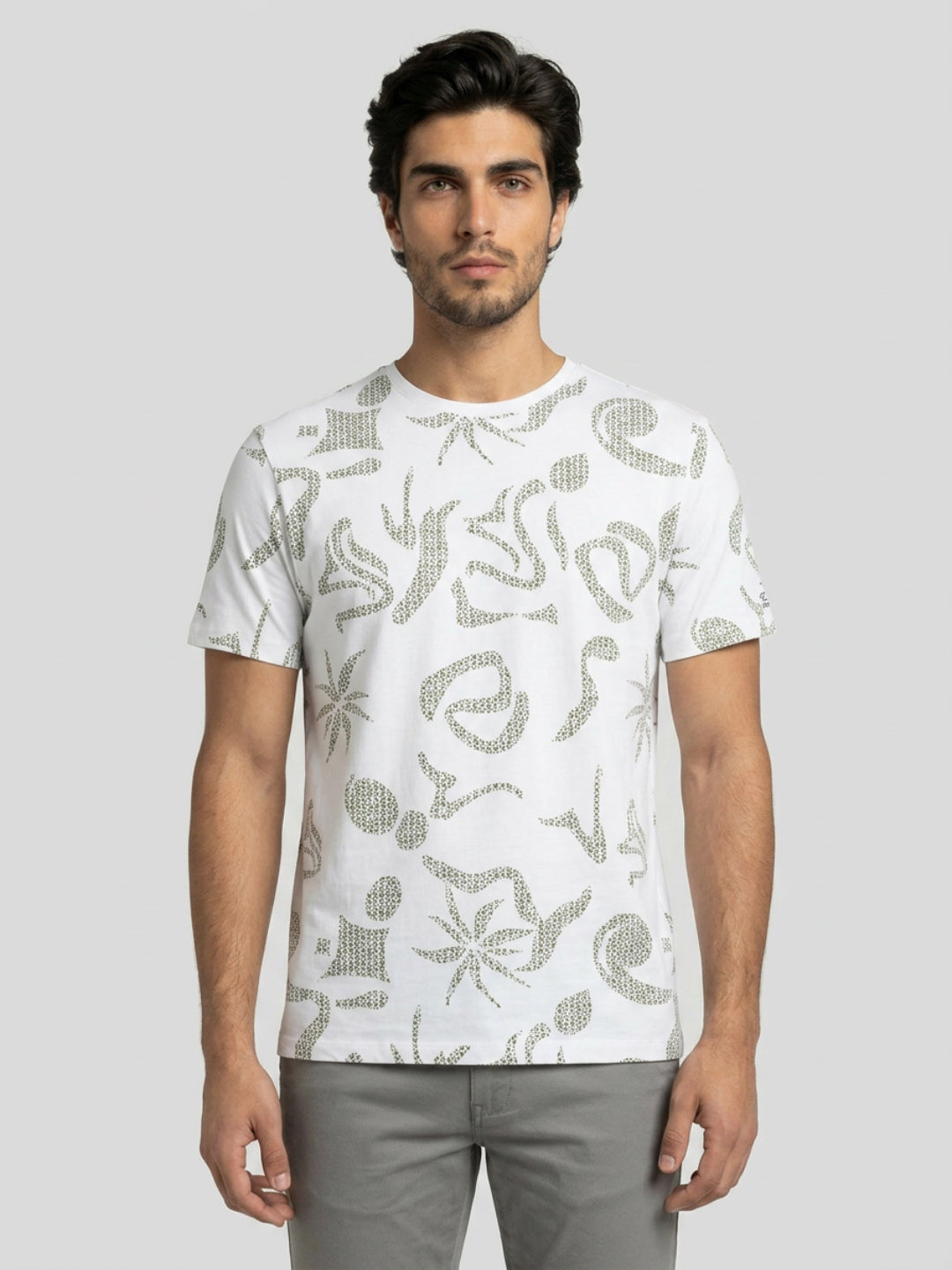 Men T-Shirt PRINT White Regular Fit