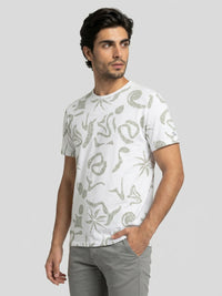 Men T-Shirt PRINT White Regular Fit