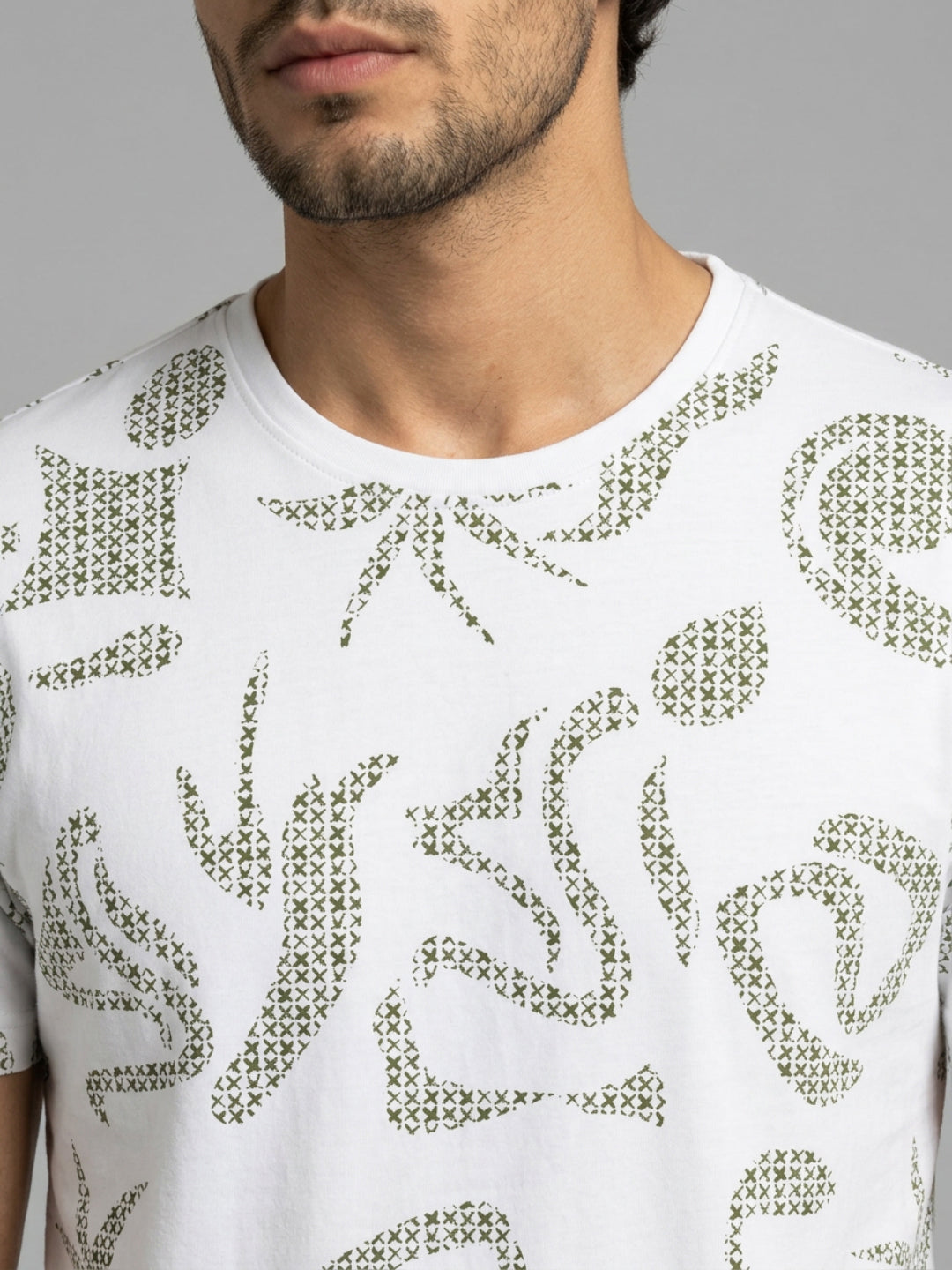 Men T-Shirt PRINT White Regular Fit