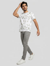 Men T-Shirt PRINT White Regular Fit
