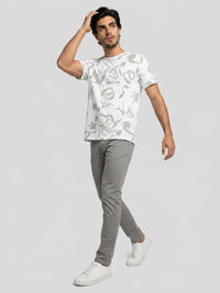 Men T-Shirt PRINT White Regular Fit