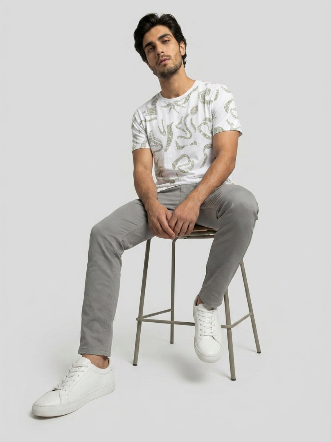 Men T-Shirt PRINT White Regular Fit