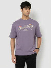 Men T-Shirt Graphic Purple Relaxed Fit